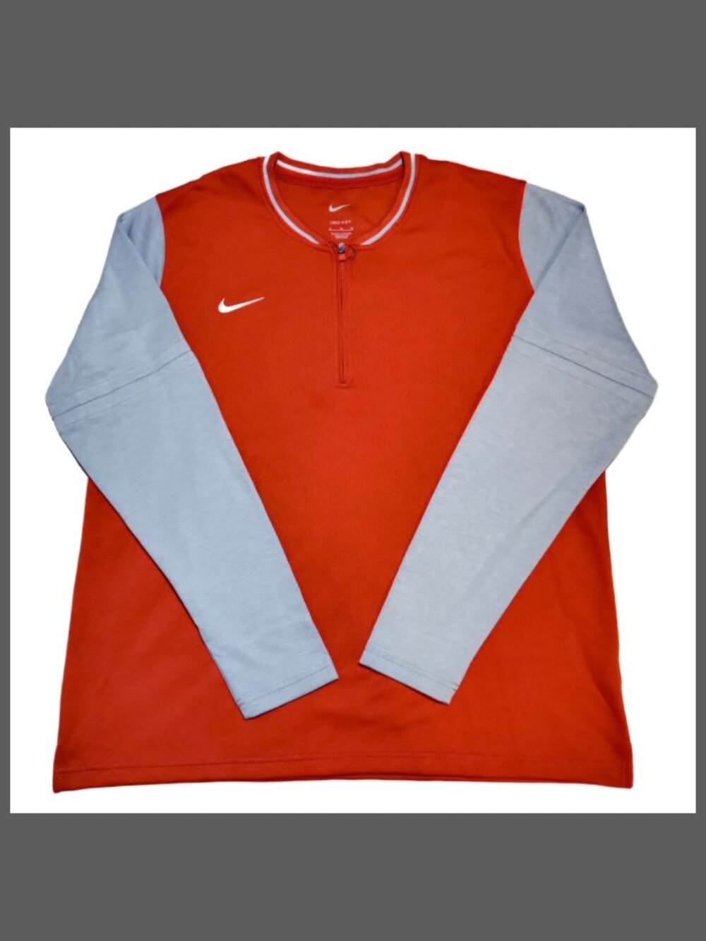 NWT Nike Football Dri-FIT 1/2 Zip Top - FJ9572-820 - Orange/Gray - Women's XL